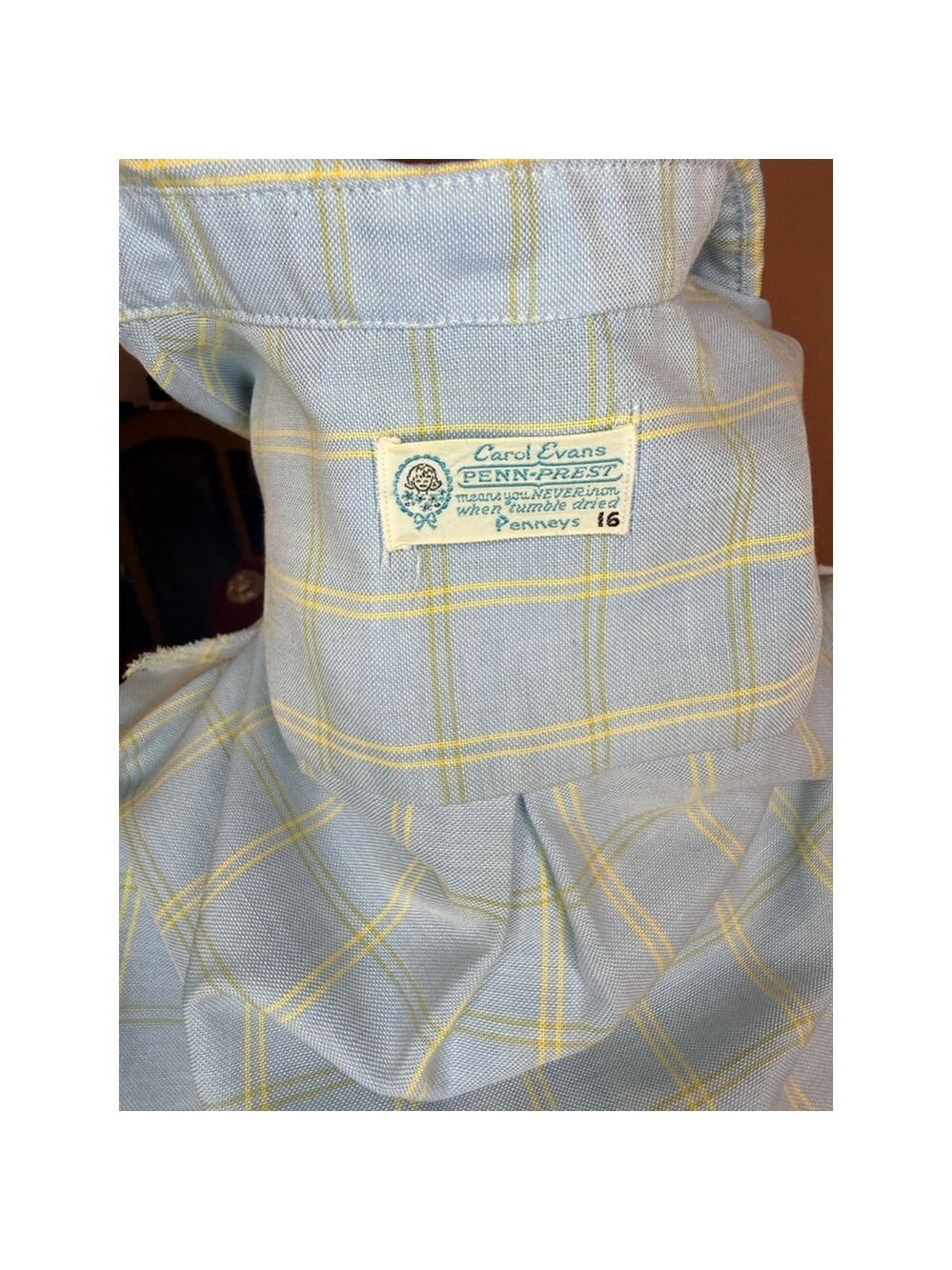Vintage 1960s Penneys Carol Evans PENN-PREST Plaid Shift Dress - Mod Tunic sz 16 - Picture 8 of 10